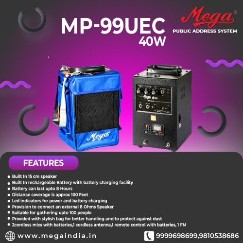 Mega MP-99UEC With Bluetooth,USB,Recording , Echo And UHF Cordless Mike